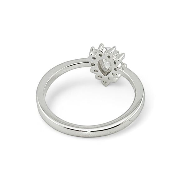 Sterling Silver 925 Clear CZ Dainty Pear Halo RIng - Picture 4 of 6